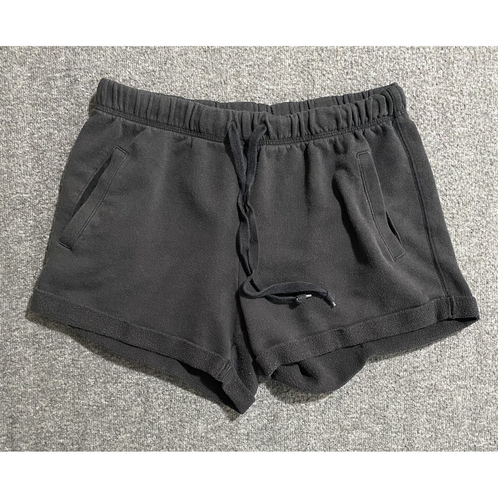 PINK Victoria's Secret Black Sweat Shorts Elastic Waist Logo Women's Small